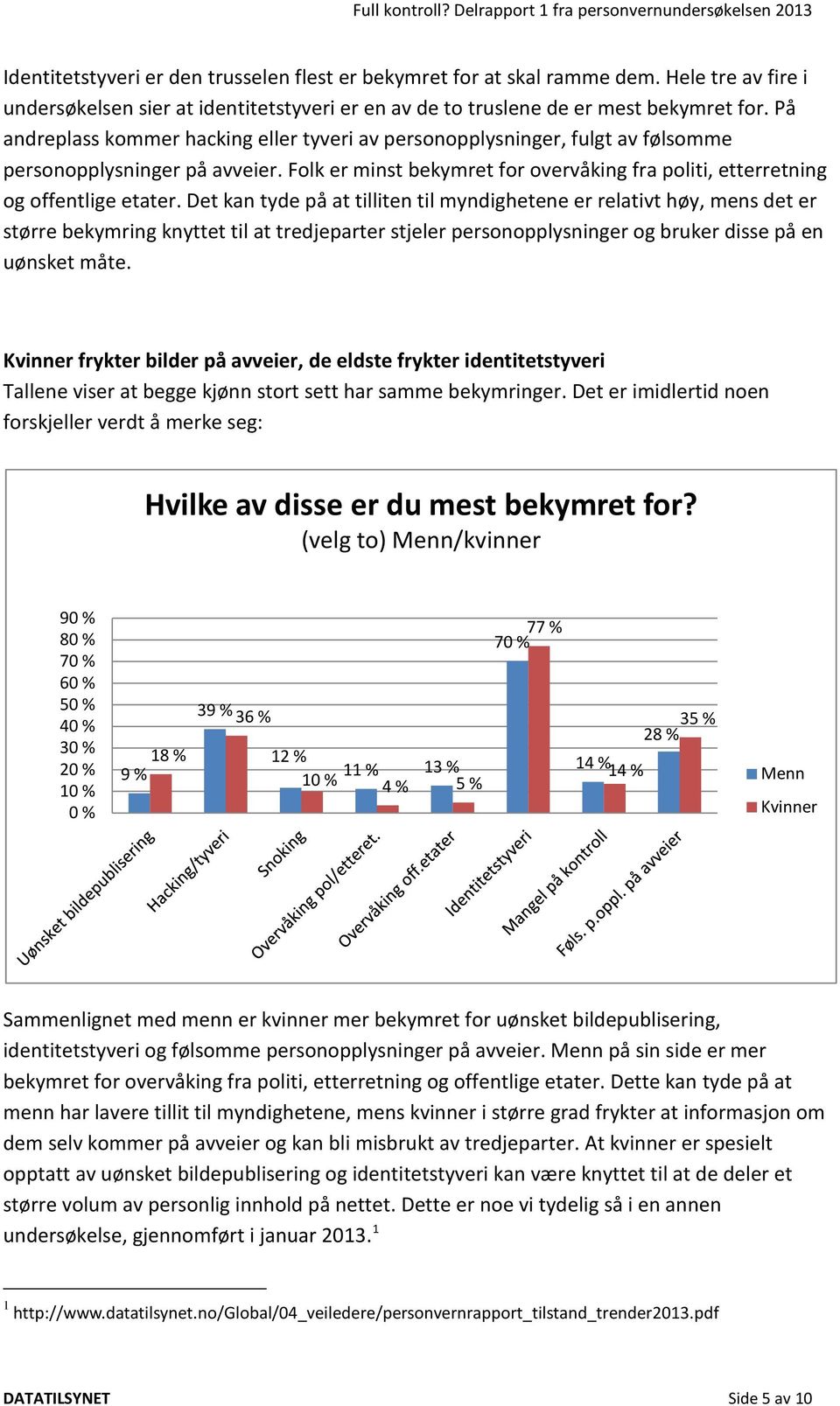 Det kan tyde på at tilliten til myndighetene er relativt høy, mens det er større bekymring knyttet til at tredjeparter stjeler personopplysninger og bruker disse på en uønsket måte.