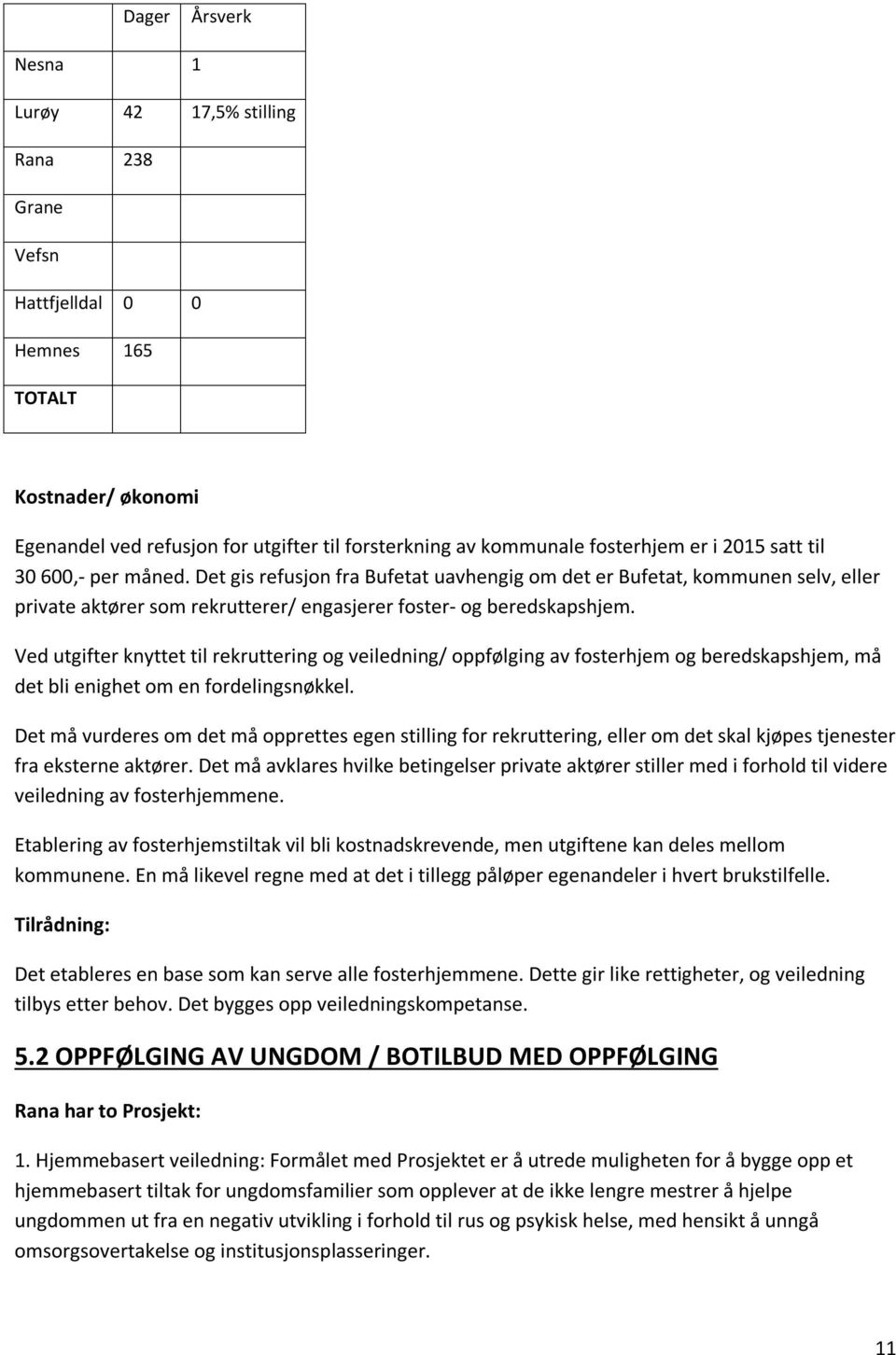 Ved utgifter knyttet til rekruttering og veiledning/ oppfølging av fosterhjem og beredskapshjem, må det bli enighet om en fordelingsnøkkel.