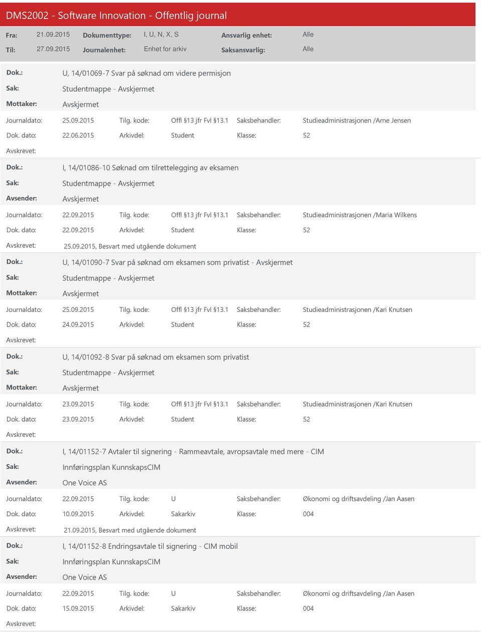 dato: 23.09.2015 Arkivdel: Student I, 14/-7 Avtaler til signering - Rammeavtale, avropsavtale med mere - CIM Innføringsplan KunnskapsCIM One Voice AS Økonomi og driftsavdeling /Jan Aasen Dok.