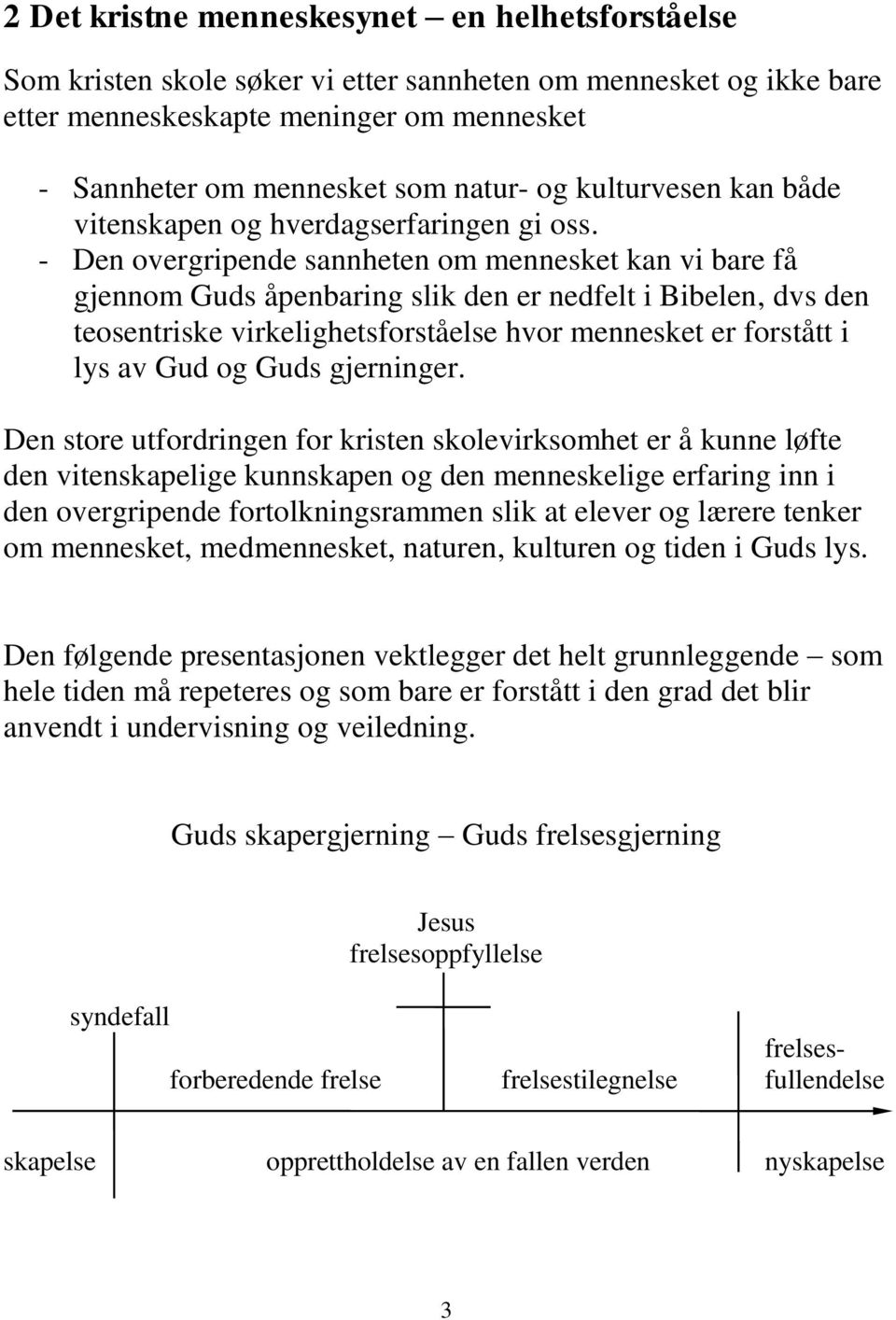 - Den overgripende sannheten om mennesket kan vi bare få gjennom Guds åpenbaring slik den er nedfelt i Bibelen, dvs den teosentriske virkelighetsforståelse hvor mennesket er forstått i lys av Gud og