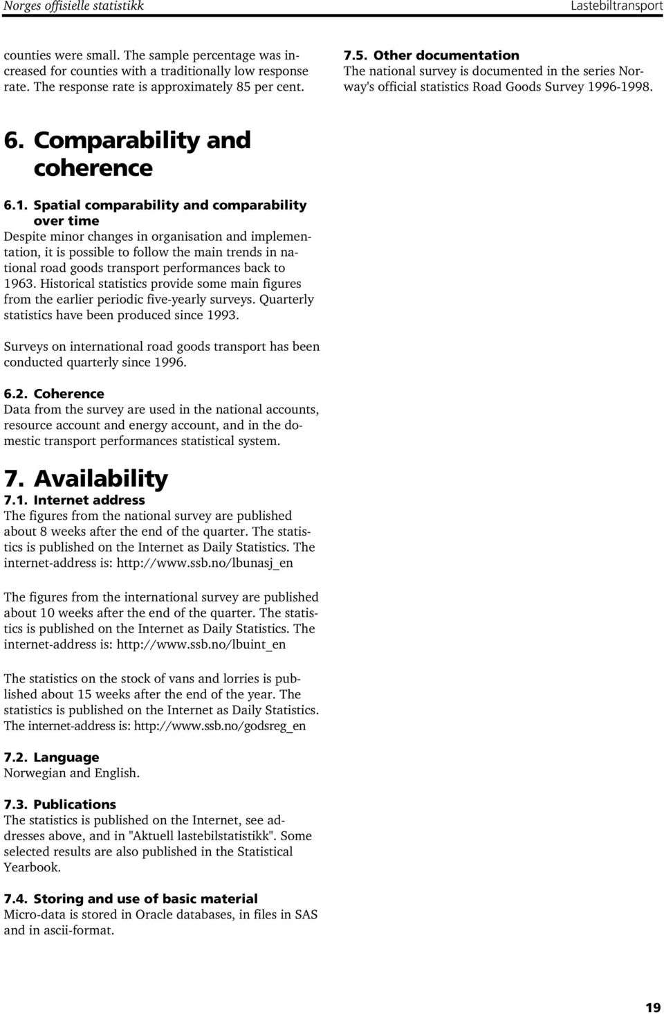 Comparability and coherence 6.1.