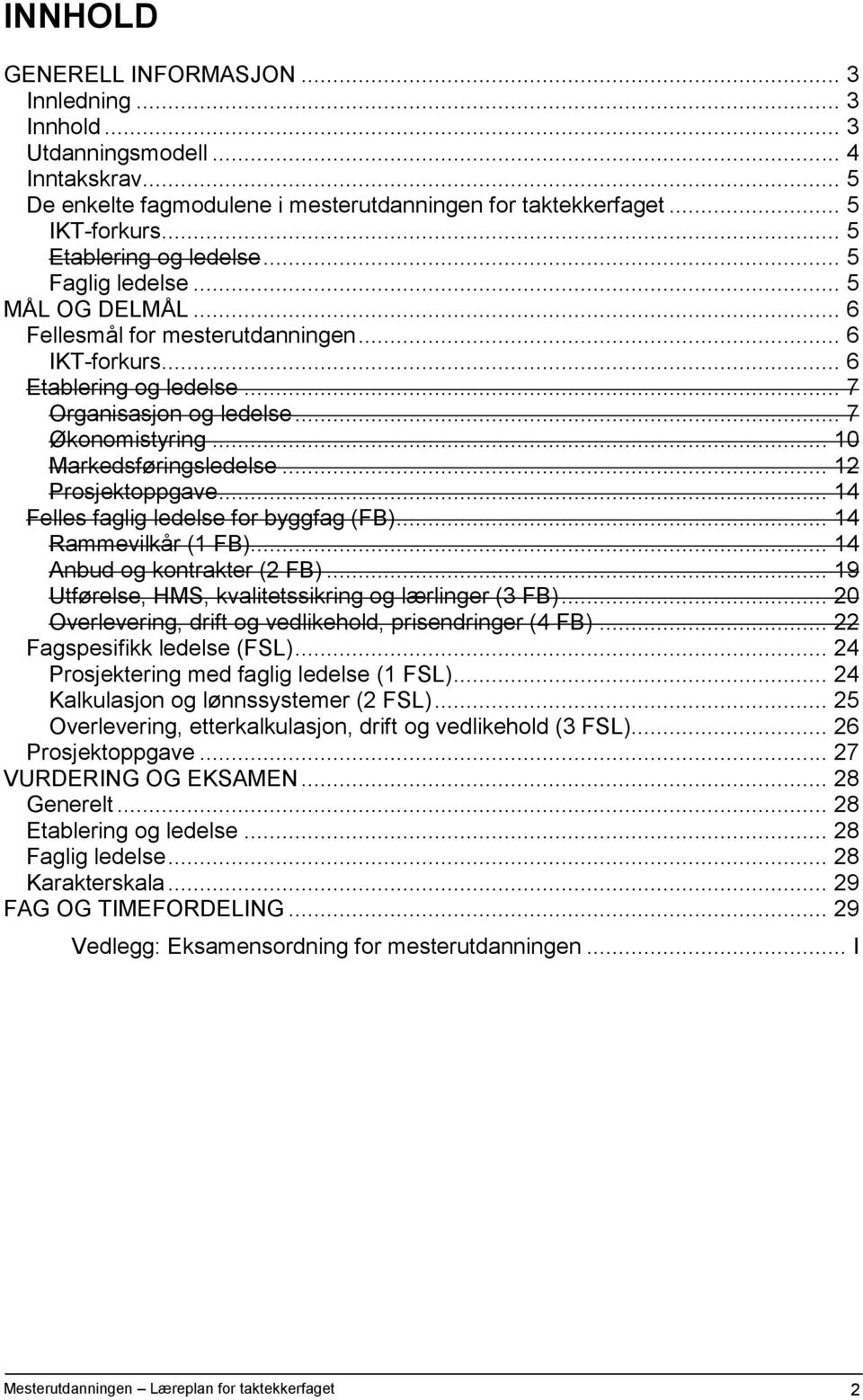 .. 10 Markedsføringsledelse... 12 Prosjektoppgave... 14 Felles faglig ledelse for byggfag (FB)... 14 Rammevilkår (1 FB)... 14 Anbud og kontrakter (2 FB).