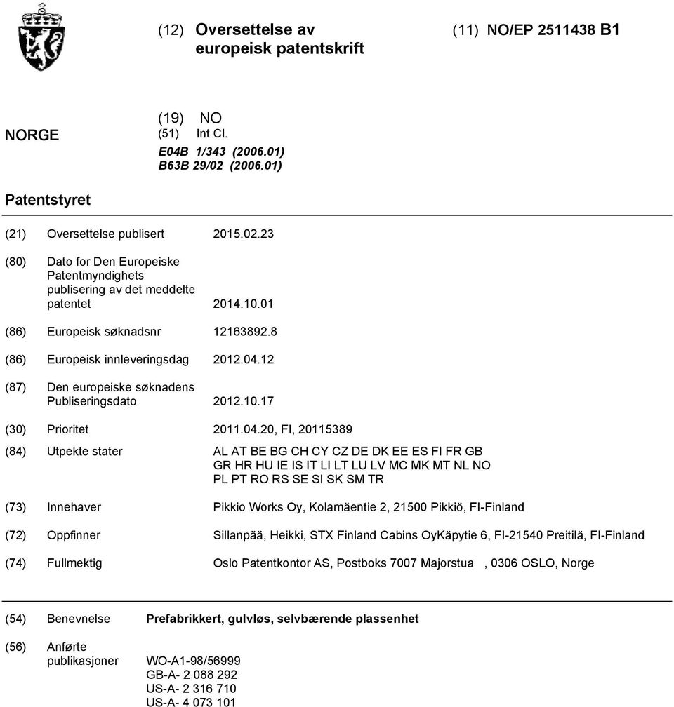 8 (86) Europeisk innleveringsdag 12.04.