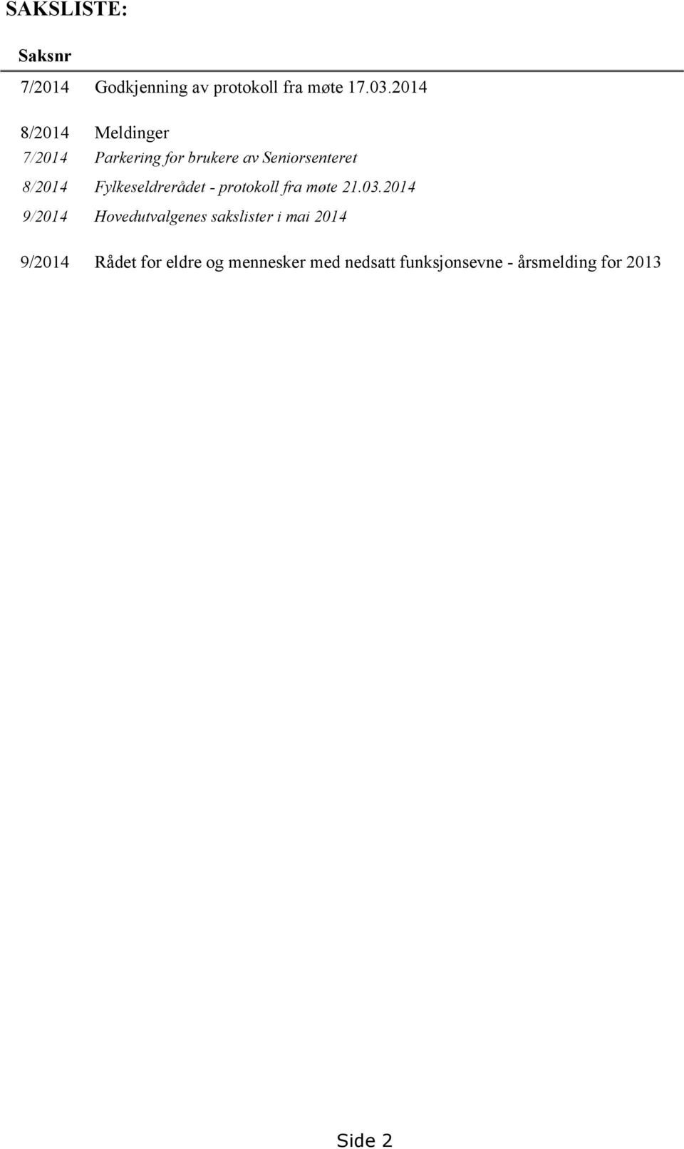 Fylkeseldrerådet - protokoll fra møte 21.03.