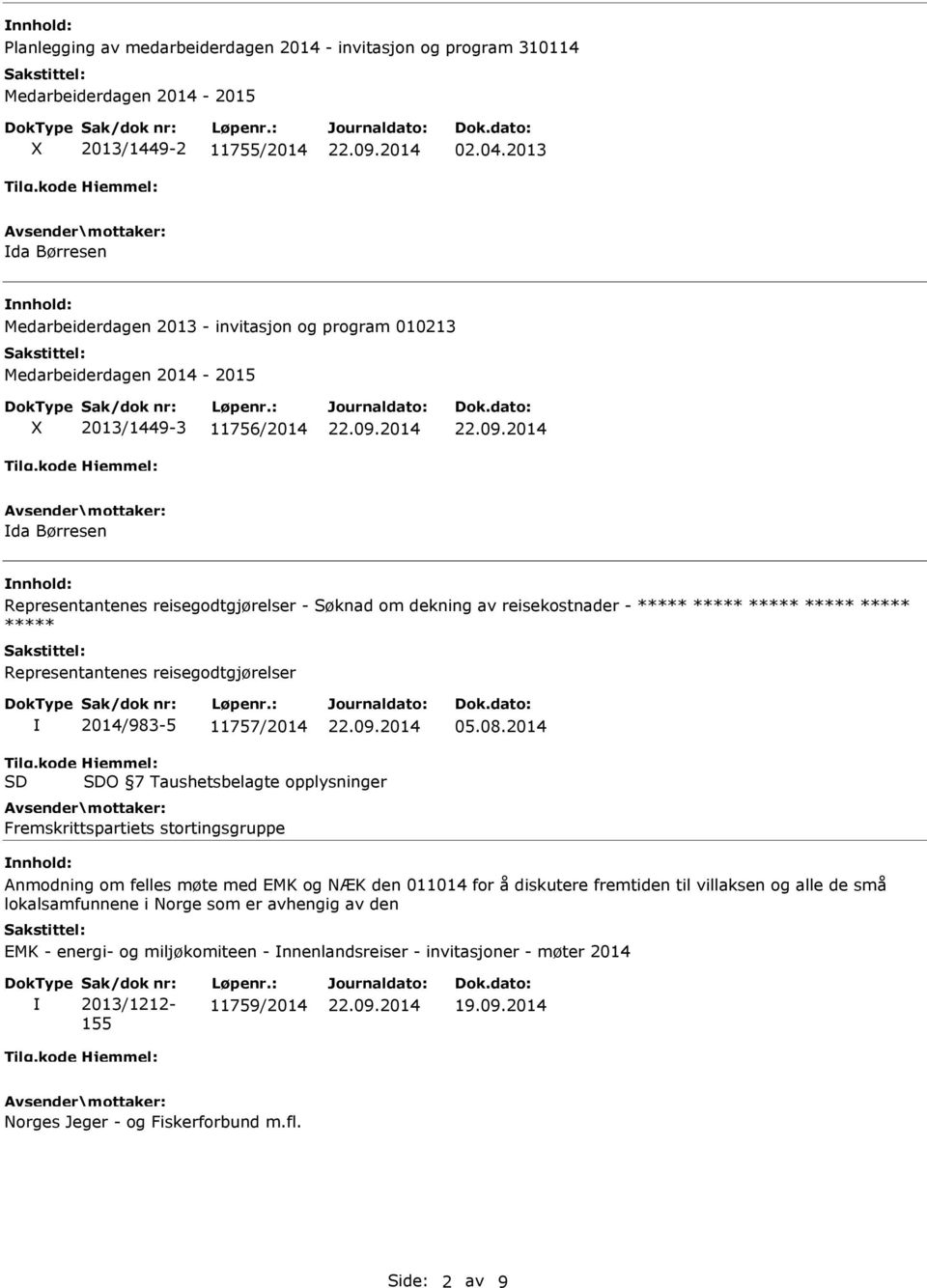 dekning av reisekostnader - Representantenes reisegodtgjørelser 2014/983-5 11757/2014 05.08.