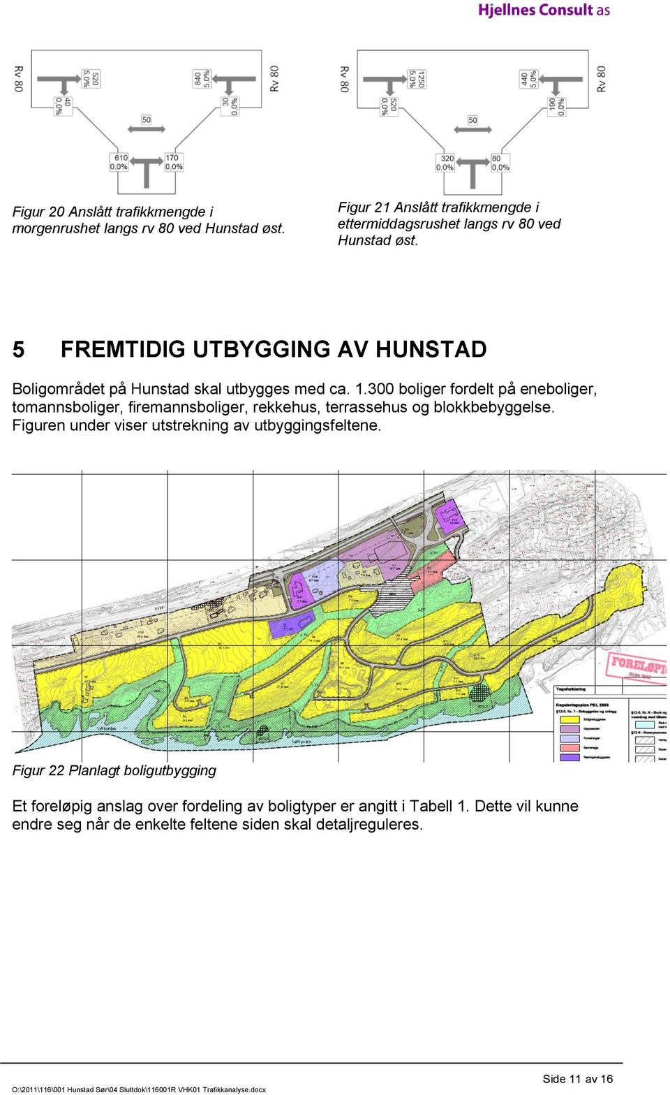 5 FREMTIDIG UTBYGGING AV HUNSTAD Boligområdet på Hunstad skal utbygges med ca. 1.