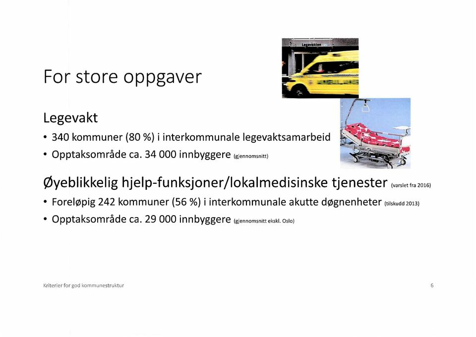 34 000 innbyggere (gjennomsnitt) Øyeblikkelighjelp-funksjoner/lokalmedisinsketjenester (varslet