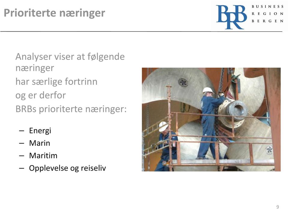 og er derfor BRBs prioriterte næringer: