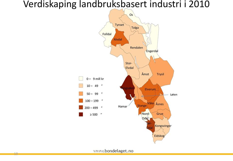 Trysil 10 49 50 99 Ringsaker Elverum Løten 100 199 200 499