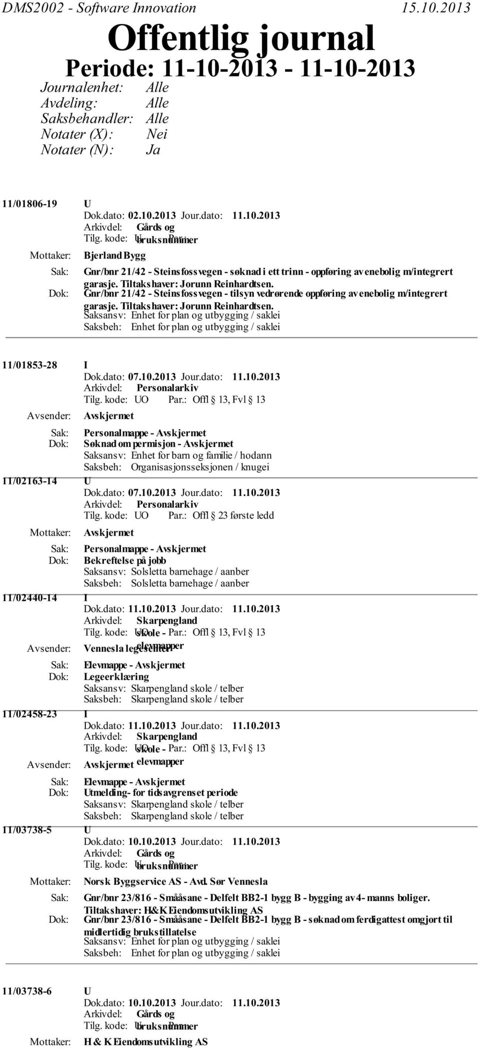 Gnr/bnr 21/42 - Steinsfossvegen - tilsyn vedrørende oppføring av enebolig m/integrert garasje. Tiltakshaver: Jorunn Reinhardtsen.