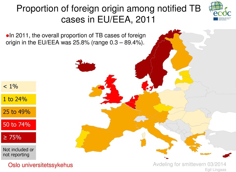 foreign origin in the EU/EEA was 25.8% (range 0.3 89.4%).