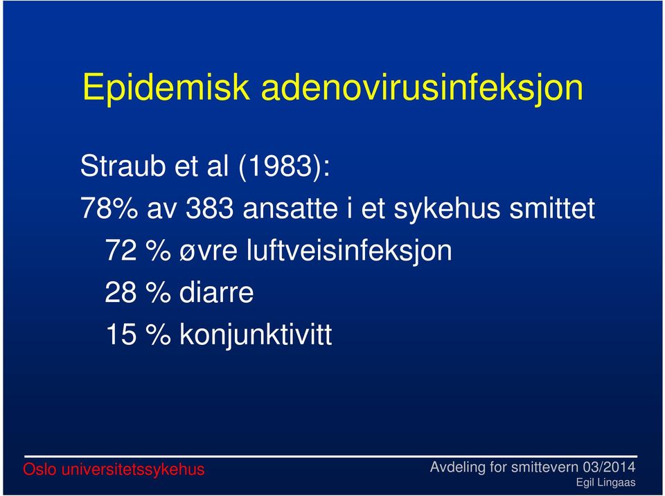 sykehus smittet 72 % øvre