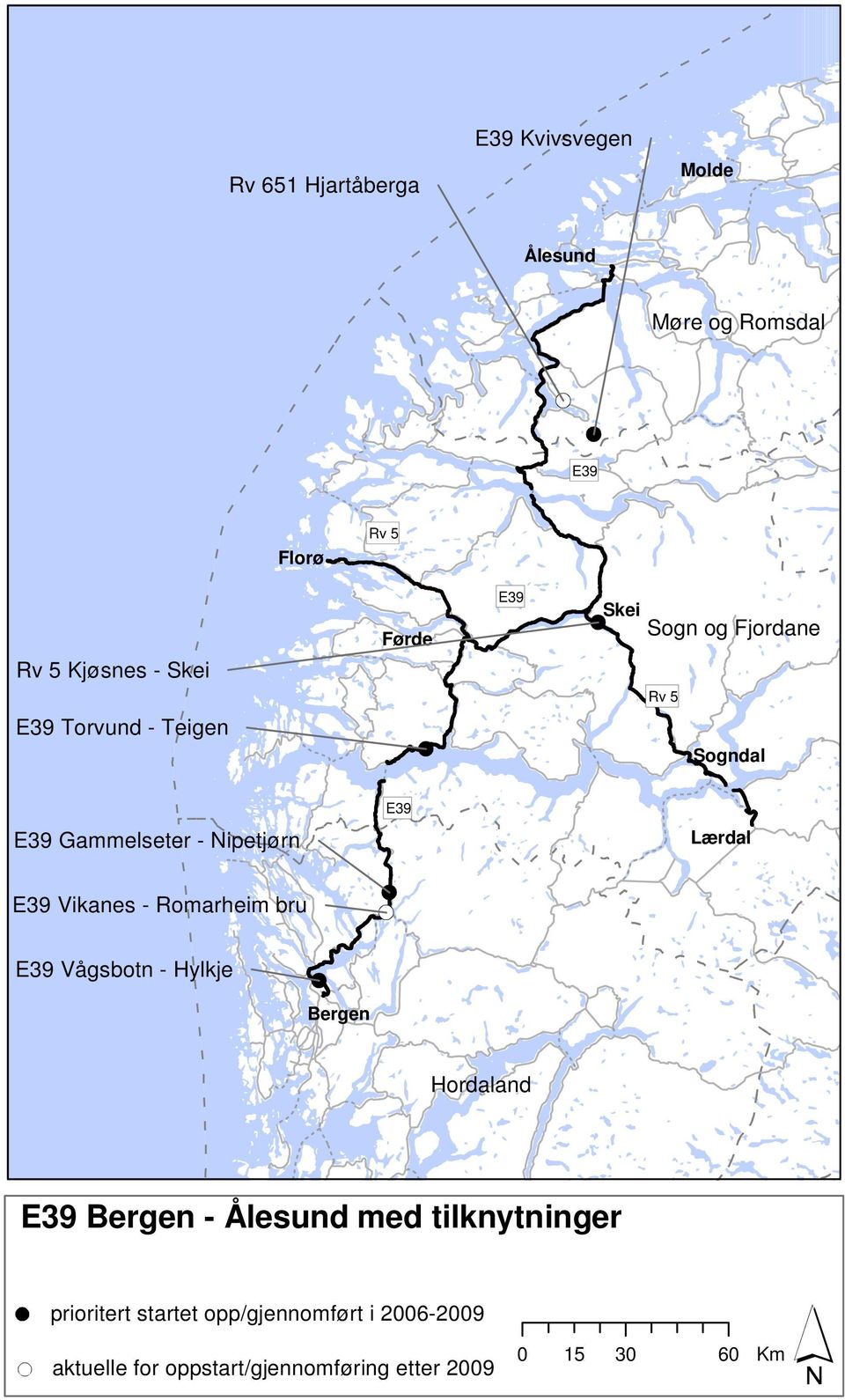 Vikanes - Romarheim bru E39 Vågsbotn - Hylkje Bergen Hordaland E39 Bergen - Ålesund med tilknytninger