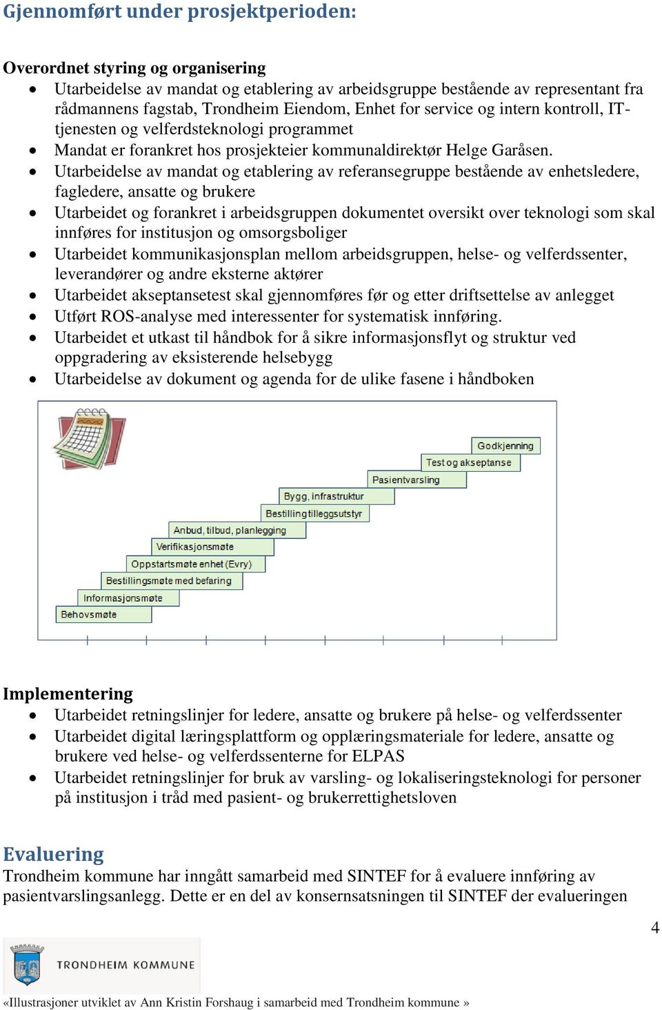 Utarbeidelse av mandat og etablering av referansegruppe bestående av enhetsledere, fagledere, ansatte og brukere Utarbeidet og forankret i arbeidsgruppen dokumentet oversikt over teknologi som skal