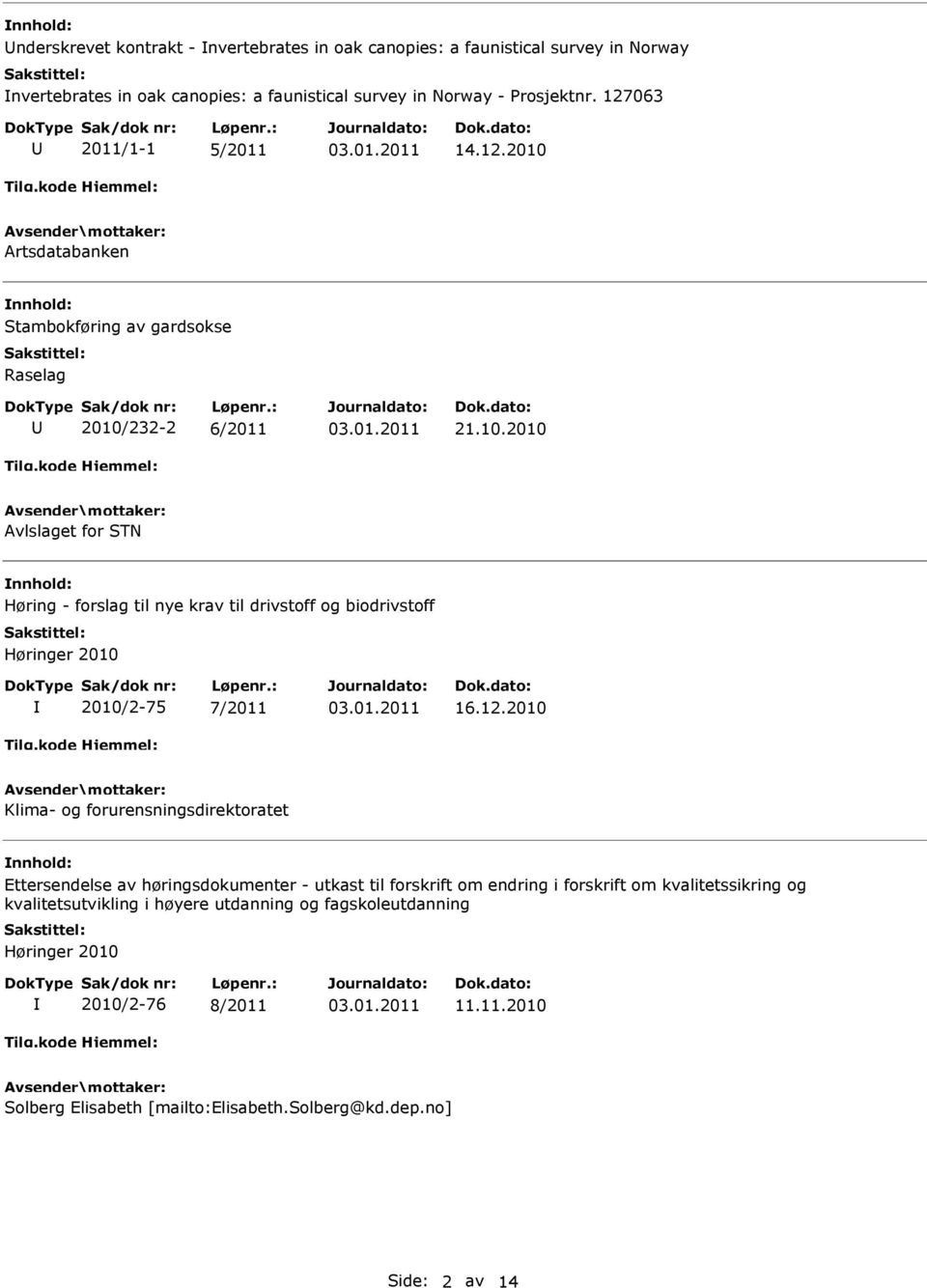 12.2010 Klima- og forurensningsdirektoratet Ettersendelse av høringsdokumenter - utkast til forskrift om endring i forskrift om kvalitetssikring og kvalitetsutvikling i høyere