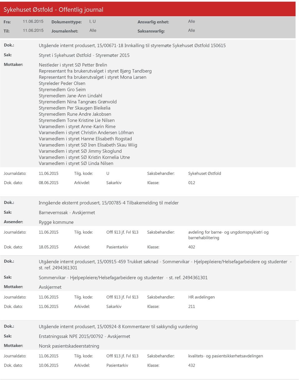 Styremedlem Per Skaugen Bleikelia Styremedlem Rune Andre Jakobsen Styremedlem Tone Kristine Lie Nilsen Varamedlem i styret Anne-Karin Rime Varamedlem i styret Christin Andersen Löfman Varamedlem i