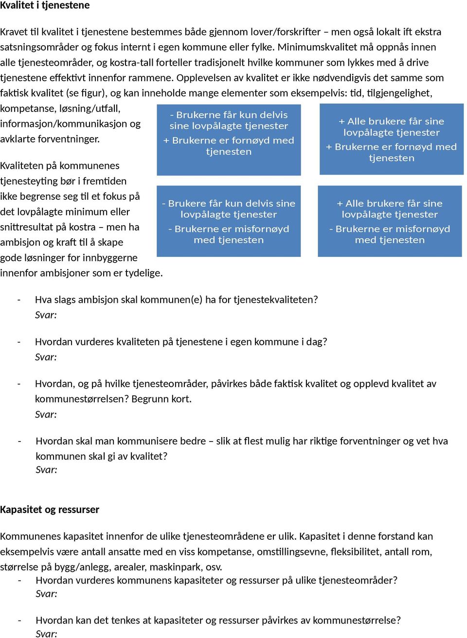 Opplevelsen av kvalitet er ikke nødvendigvis det samme som faktisk kvalitet (se figur), og kan inneholde mange elementer som eksempelvis: tid, tilgjengelighet, kompetanse, løsning/utfall,