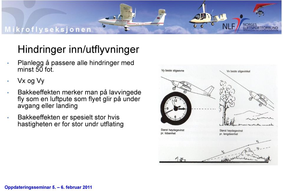 Vx og Vy Bakkeeffekten merker man på lavvingede fly som en