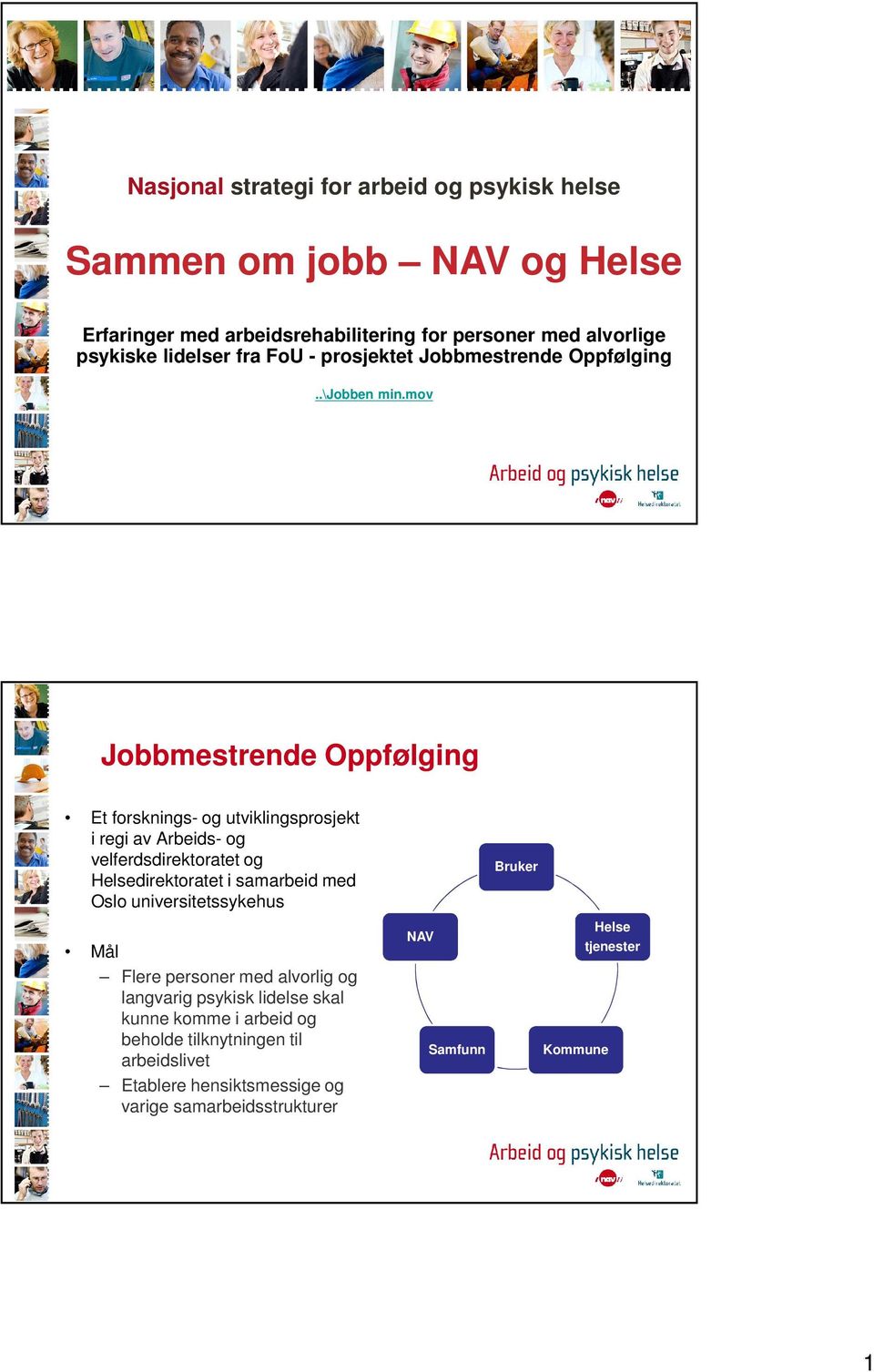 mov Jobbmestrende Oppfølging Et forsknings- og utviklingsprosjekt i regi av Arbeids- og velferdsdirektoratet og Helsedirektoratet i samarbeid med Oslo