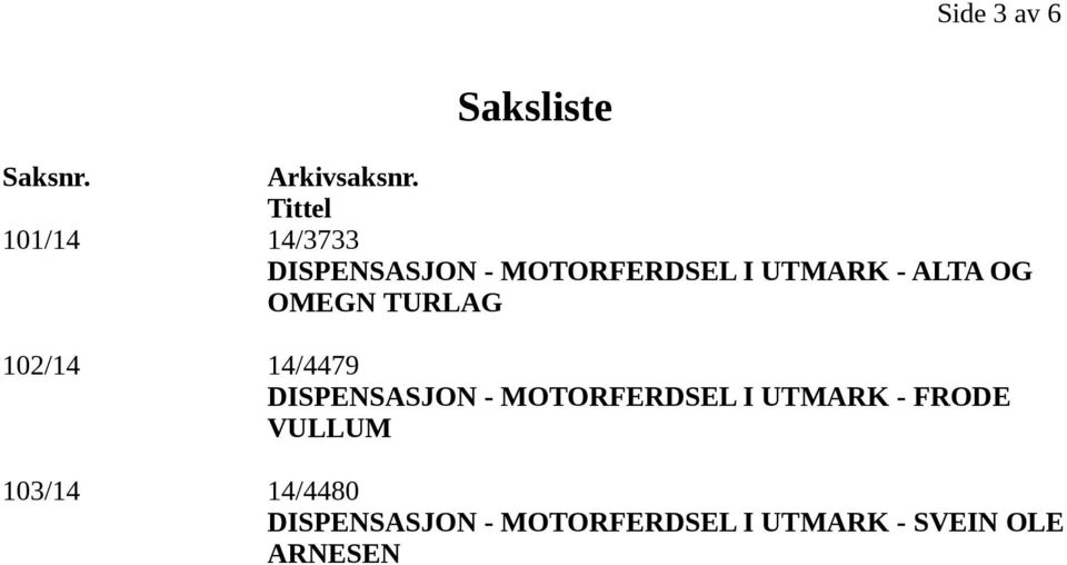 OG OMEGN TURLAG 102/14 14/4479 DISPENSASJON - MOTORFERDSEL I