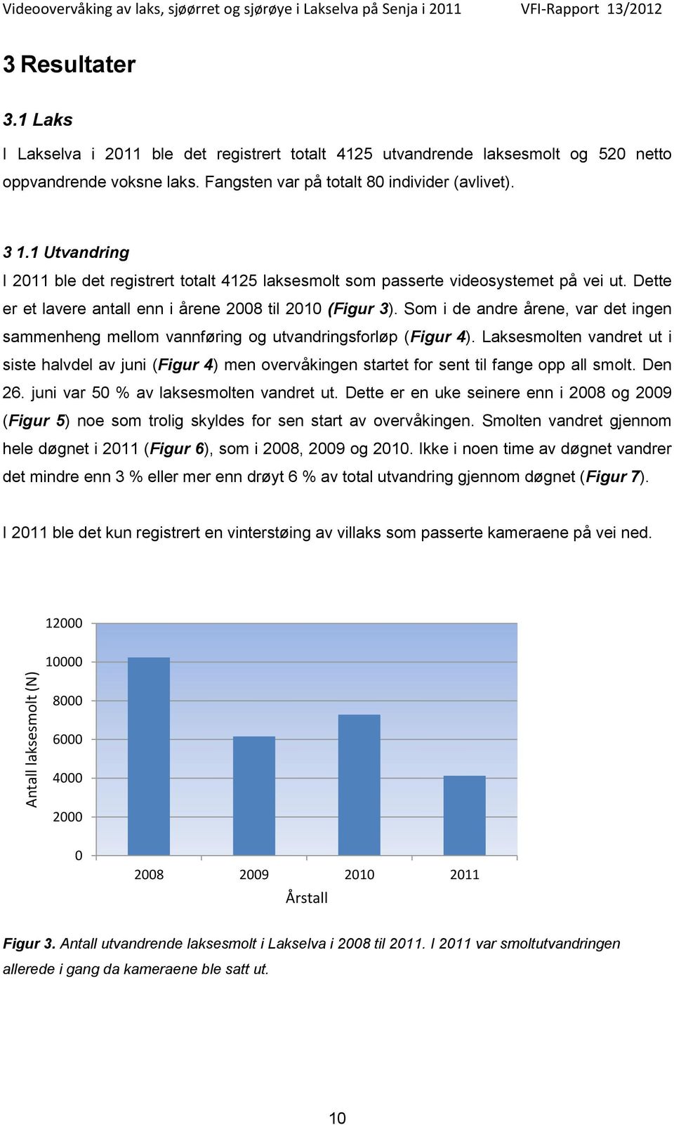 1 Utvandring I 211 ble det registrert totalt 4125 laksesmolt som passerte videosystemet på vei ut. Dette er et lavere antall enn i årene 28 til 21 (Figur 3).