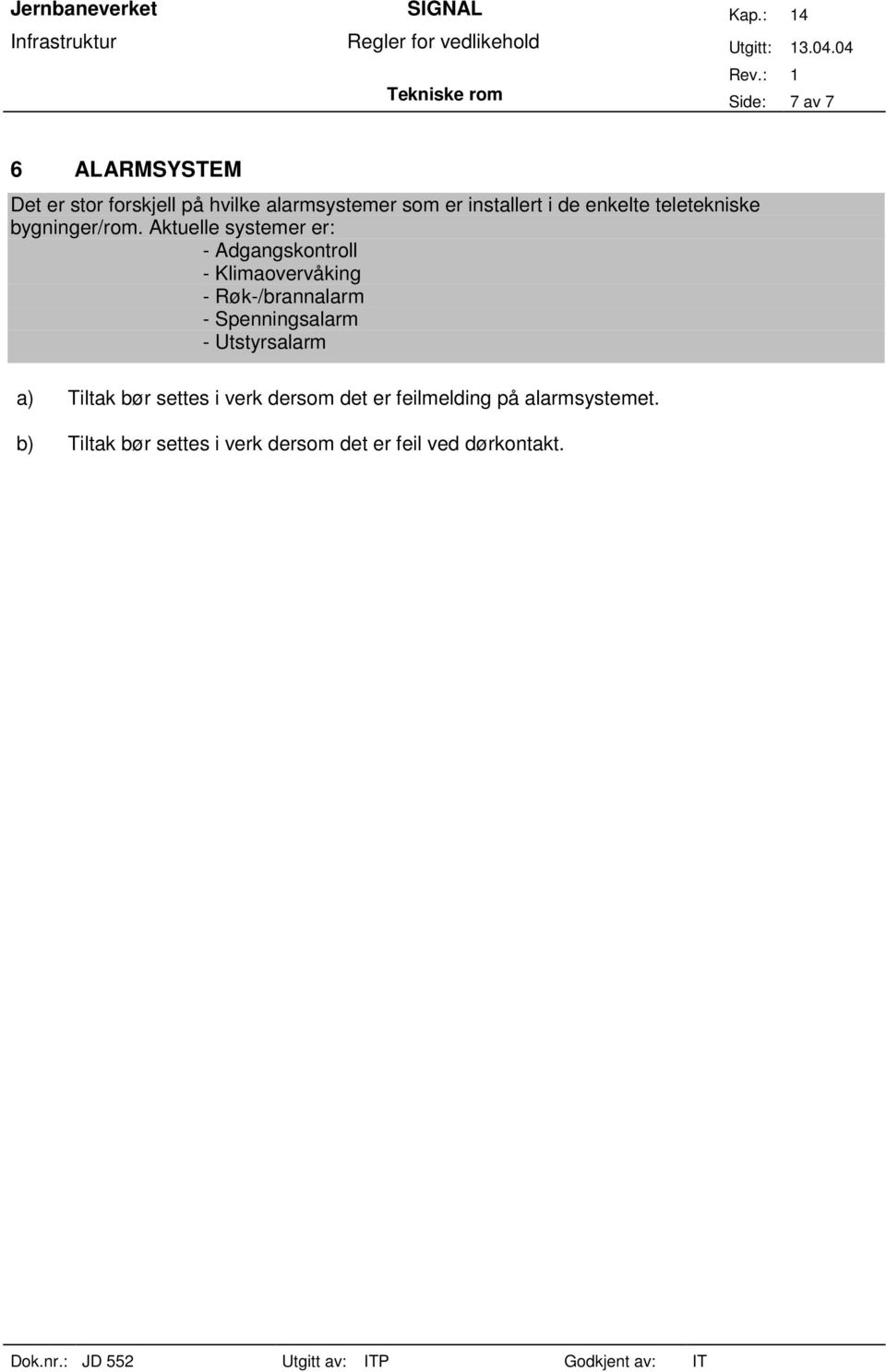 Aktuelle systemer er: - Adgangskontroll - Klimaovervåking - Røk-/brannalarm - Spenningsalarm -