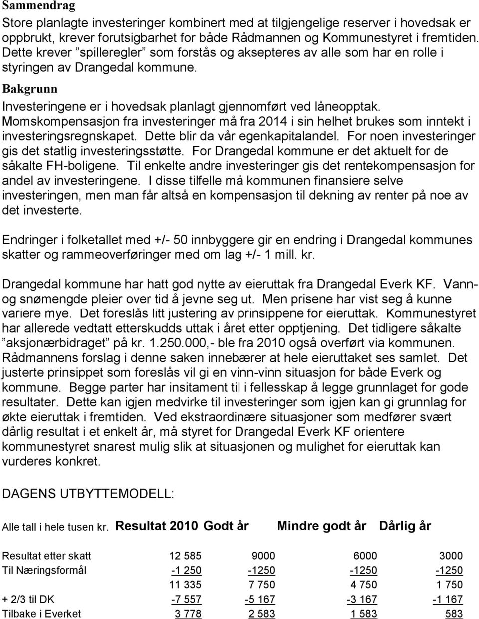 Momskompensasjon fra investeringer må fra 2014 i sin helhet brukes som inntekt i investeringsregnskapet. Dette blir da vår egenkapitalandel. For noen investeringer gis det statlig investeringsstøtte.