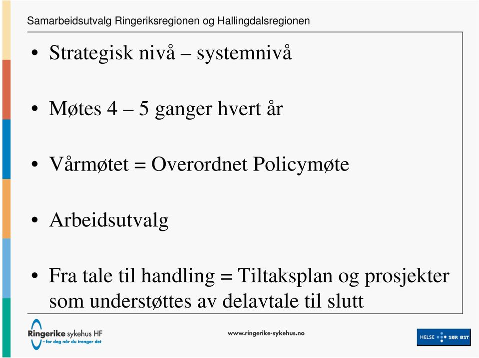 = Overordnet Policymøte Arbeidsutvalg Fra tale til handling =