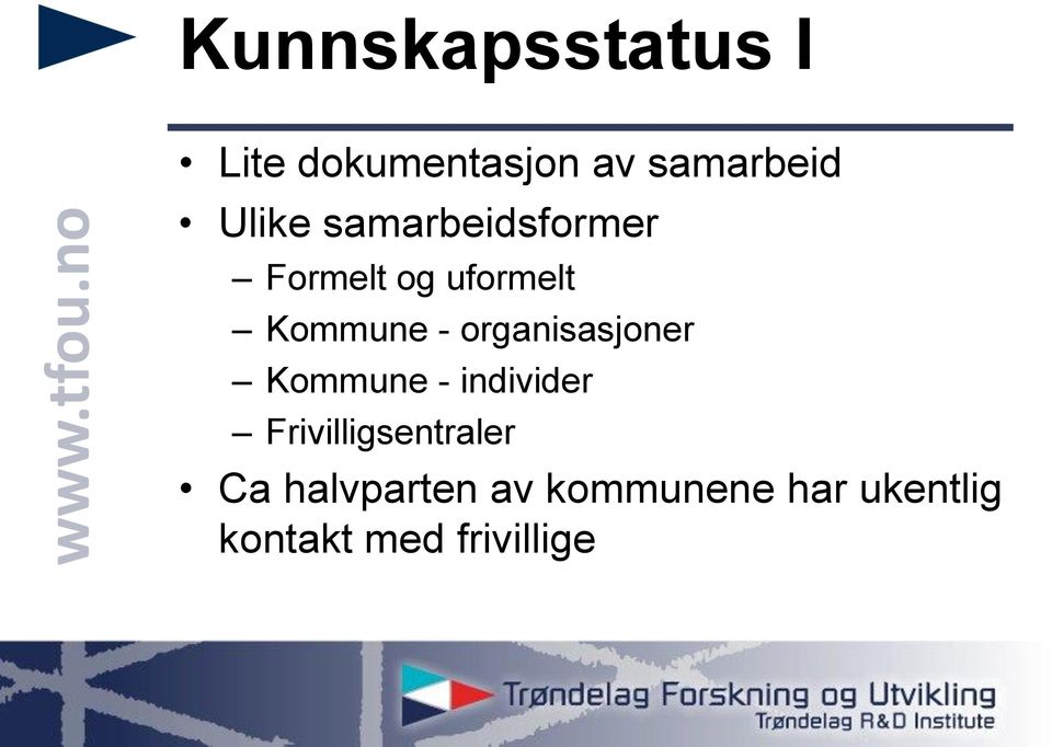 organisasjoner Kommune - individer Frivilligsentraler