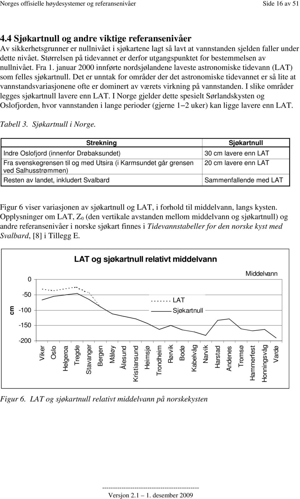 Størrelsen på tidevannet er derfor utgangspunktet for bestemmelsen av nullnivået. Fra 1. januar 2000 innførte nordsjølandene laveste astronomiske tidevann (LAT) som felles sjøkartnull.