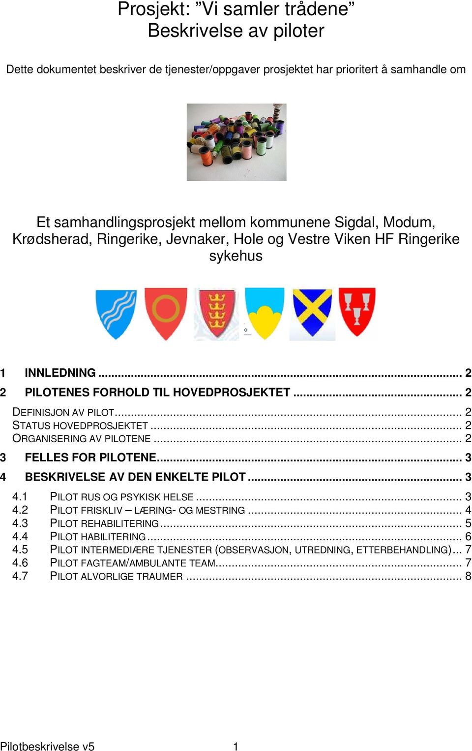 .. 2 ORGANISERING AV PILOTENE... 2 3 FELLES FOR PILOTENE... 3 4 BESKRIVELSE AV DEN ENKELTE PILOT... 3 4.1 PILOT RUS OG PSYKISK HELSE... 3 4.2 PILOT FRISKLIV LÆRING- OG MESTRING... 4 4.