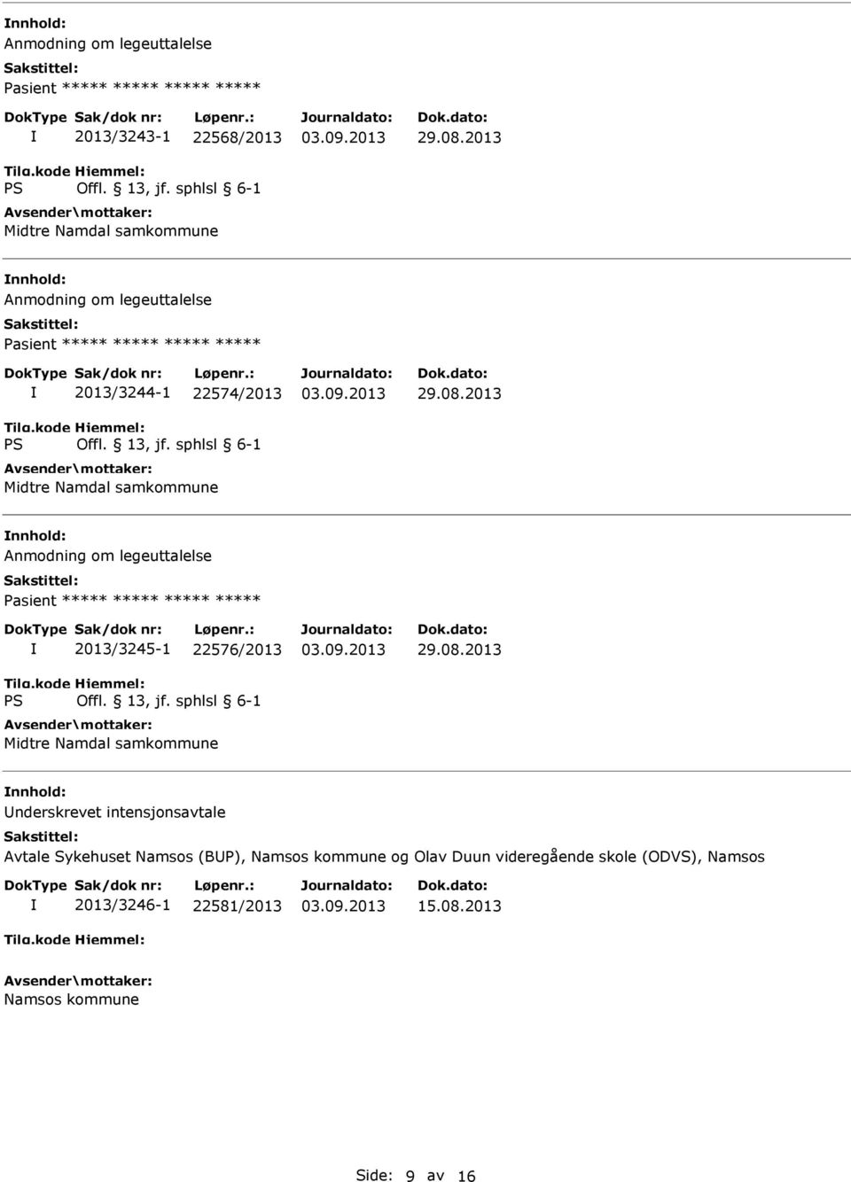 Pasient ***** ***** ***** ***** 2013/3245-1 22576/2013 Midtre Namdal samkommune nderskrevet intensjonsavtale Avtale Sykehuset