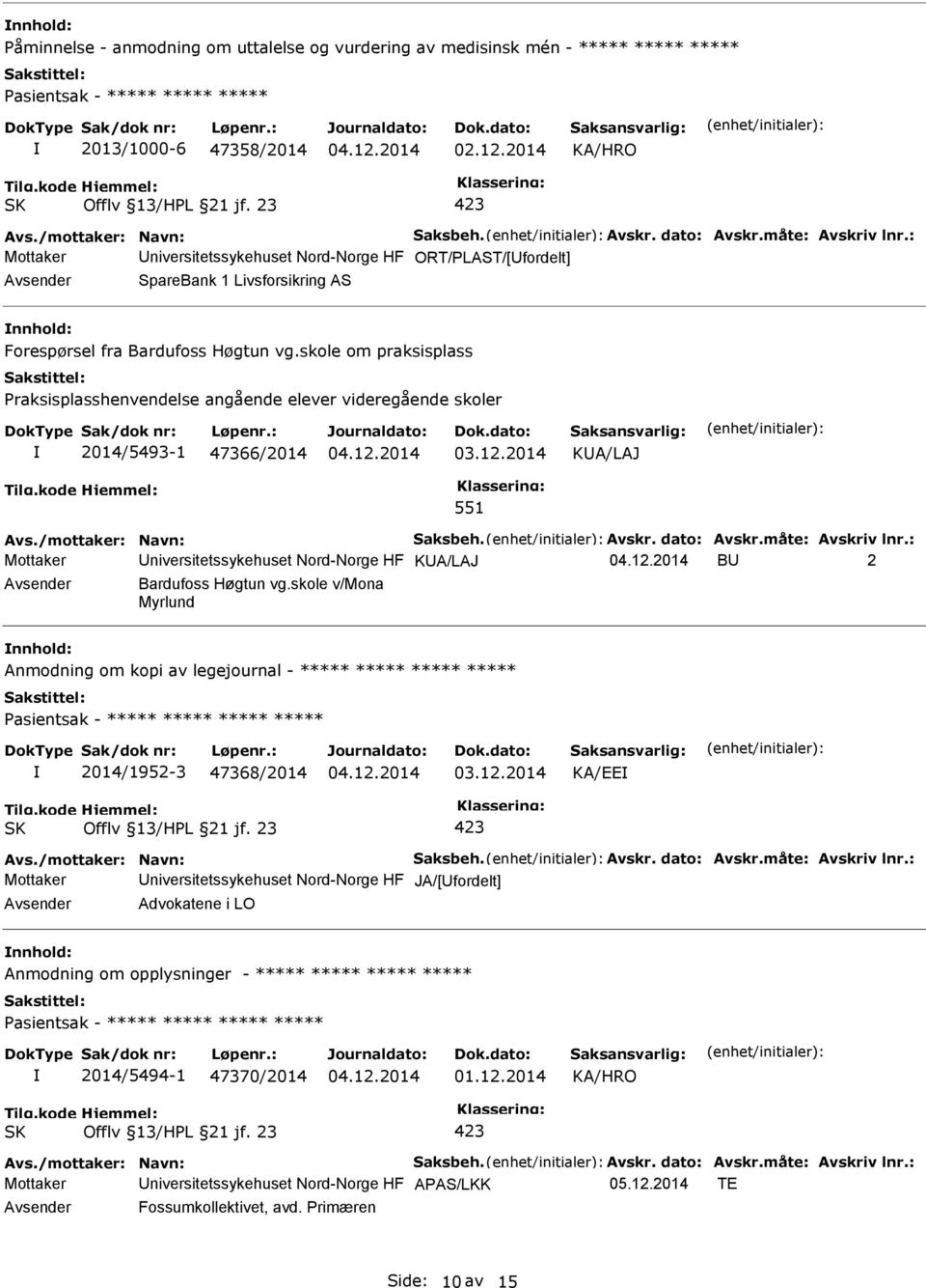 skole om praksisplass raksisplasshenvendelse angående elever videregående skoler 2014/5493-1 47366/2014 KA/LAJ 551 Avs./mottaker: Navn: Saksbeh. Avskr. dato: Avskr.måte: Avskriv lnr.