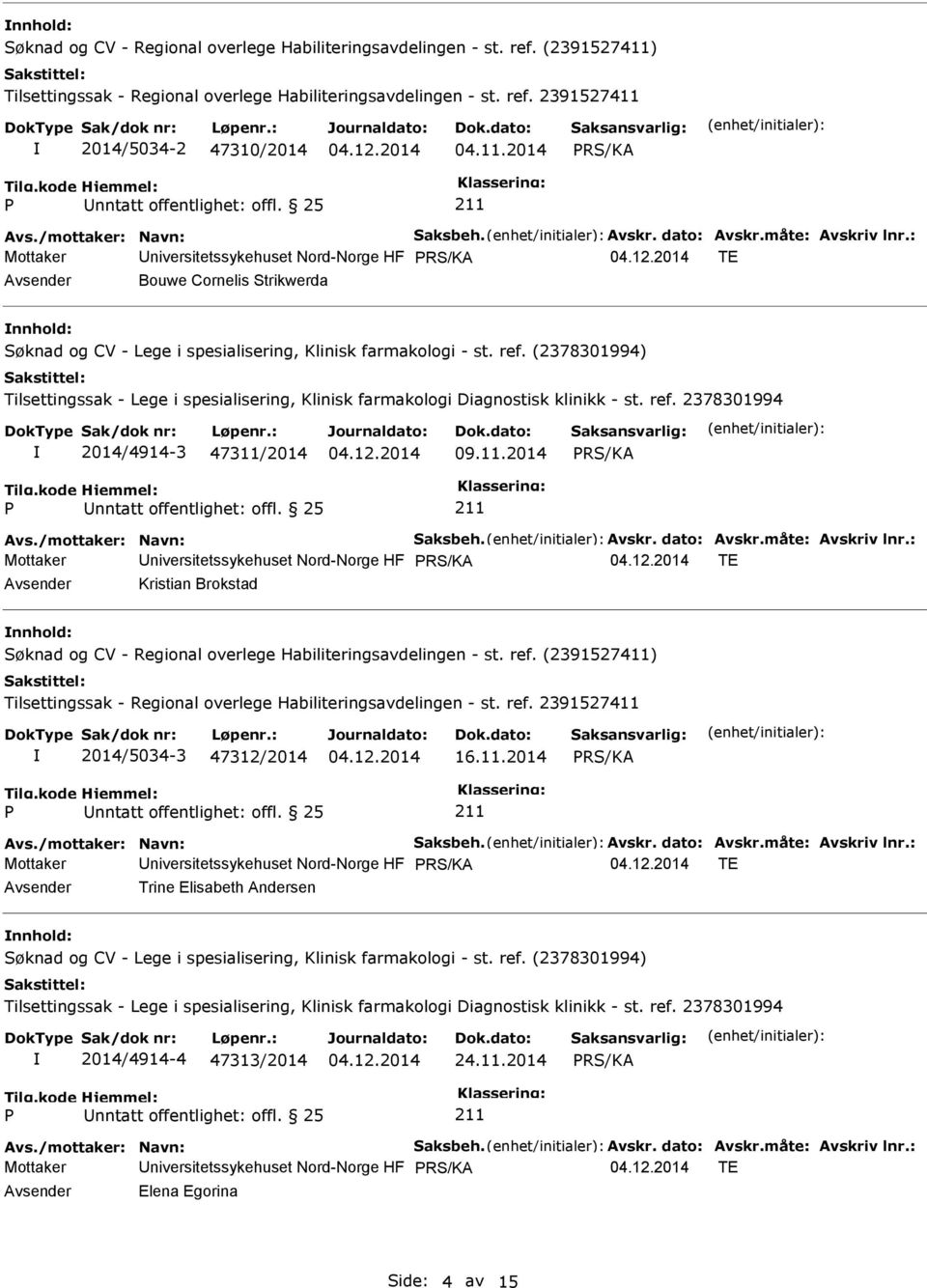 : Mottaker niversitetssykehuset Nord-Norge HF TE Bouwe Cornelis Strikwerda Søknad og CV - Lege i spesialisering, Klinisk farmakologi - st. ref.