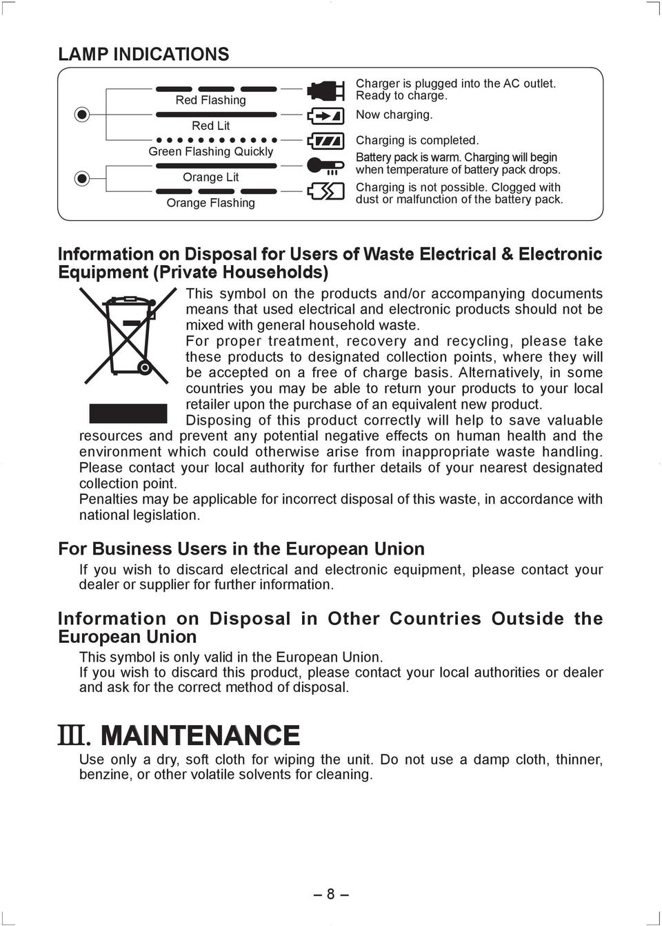 Information on Disposal for Users of Waste Electrical & Electronic Equipment (Private Households) This symbol on the products and/or accompanying documents means that used electrical and electronic