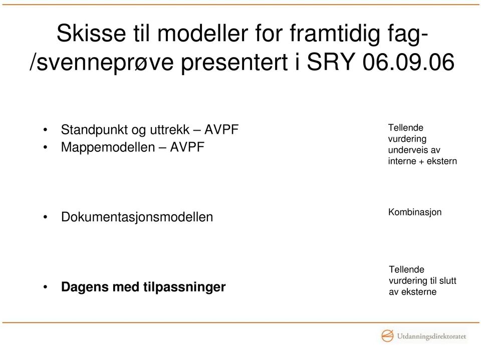 06 Standpunkt og uttrekk AVPF Mappemodellen AVPF Tellende vurdering