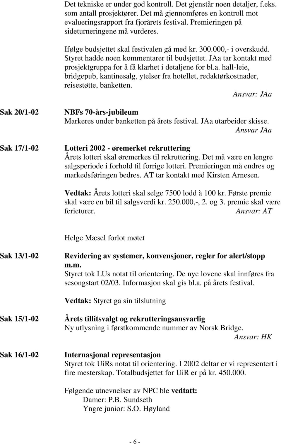 JAa tar kontakt med prosjektgruppa for å få klarhet i detaljene for bl.a. hall-leie, bridgepub, kantinesalg, ytelser fra hotellet, redaktørkostnader, reisestøtte, banketten.