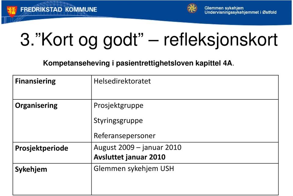 Finansiering Helsedirektoratet Organisering Prosjektgruppe