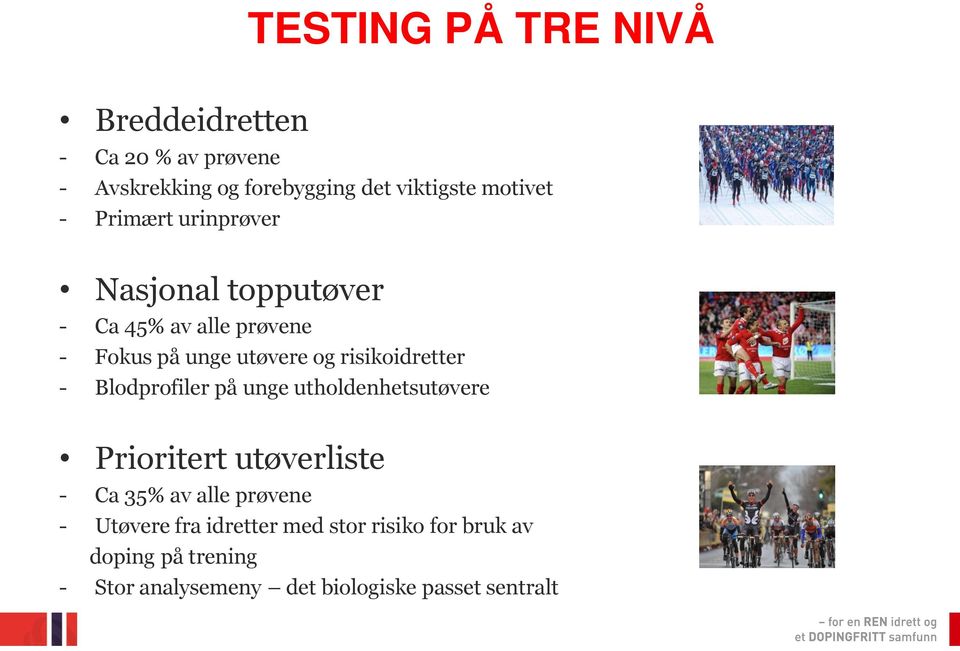 risikoidretter - Blodprofiler på unge utholdenhetsutøvere Prioritert utøverliste - Ca 35% av alle prøvene