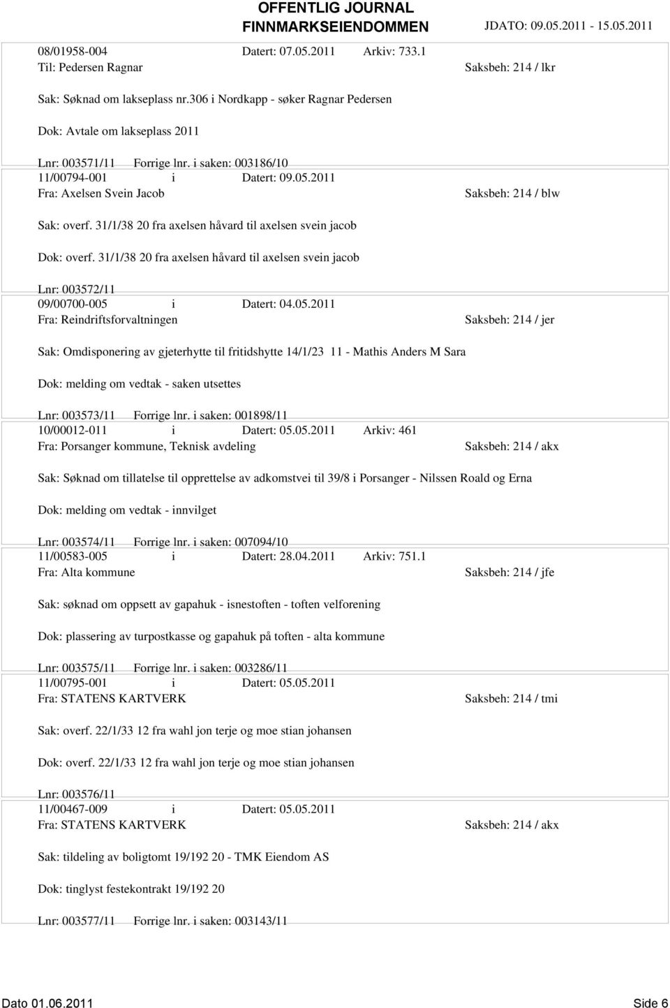 31/1/38 20 fra axelsen håvard til axelsen svein jacob Lnr: 003572/11 09/00700-005 