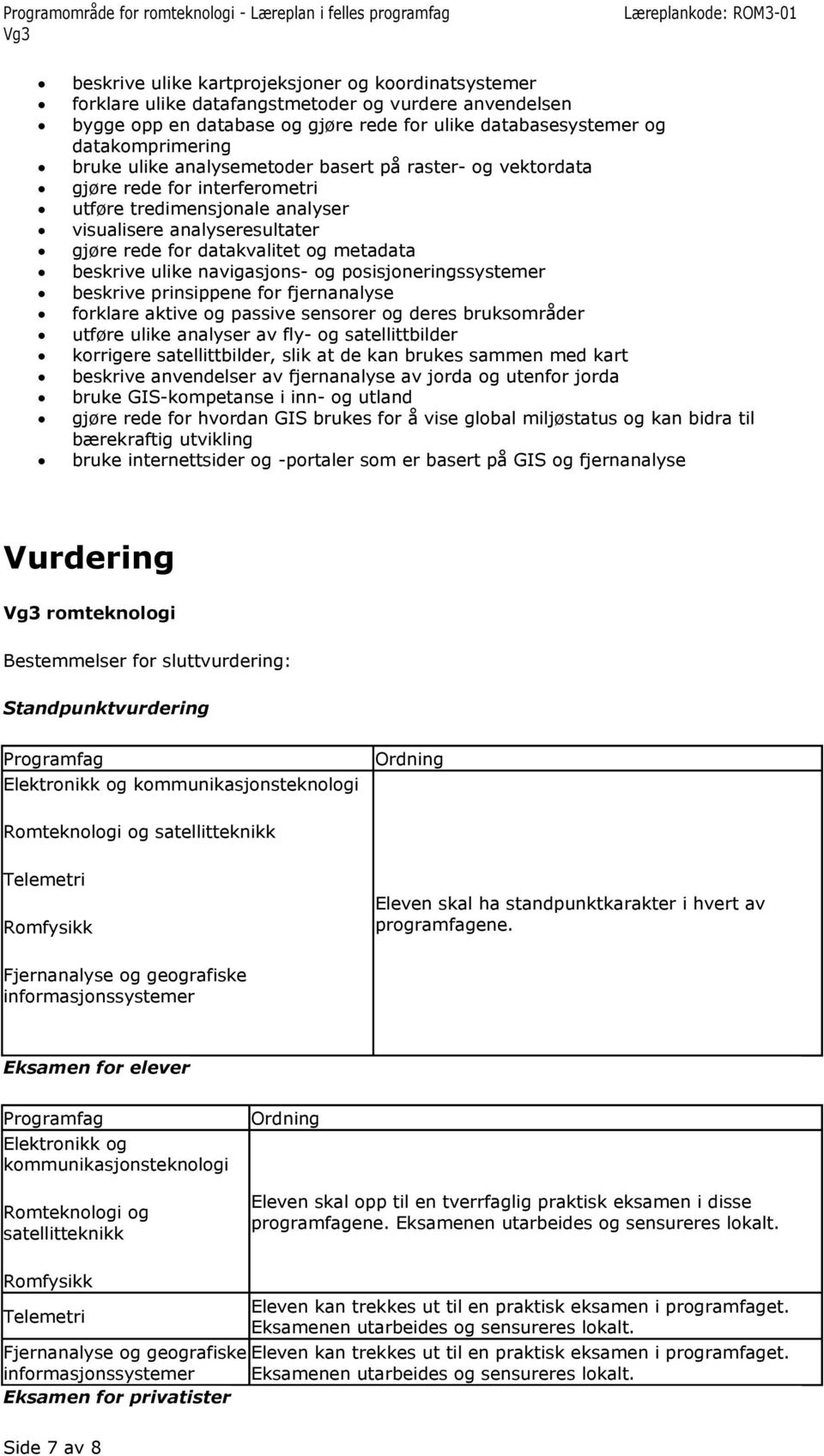 navigasjons- og posisjoneringssystemer beskrive prinsippene for fjernanalyse forklare aktive og passive sensorer og deres bruksområder utføre ulike analyser av fly- og satellittbilder korrigere