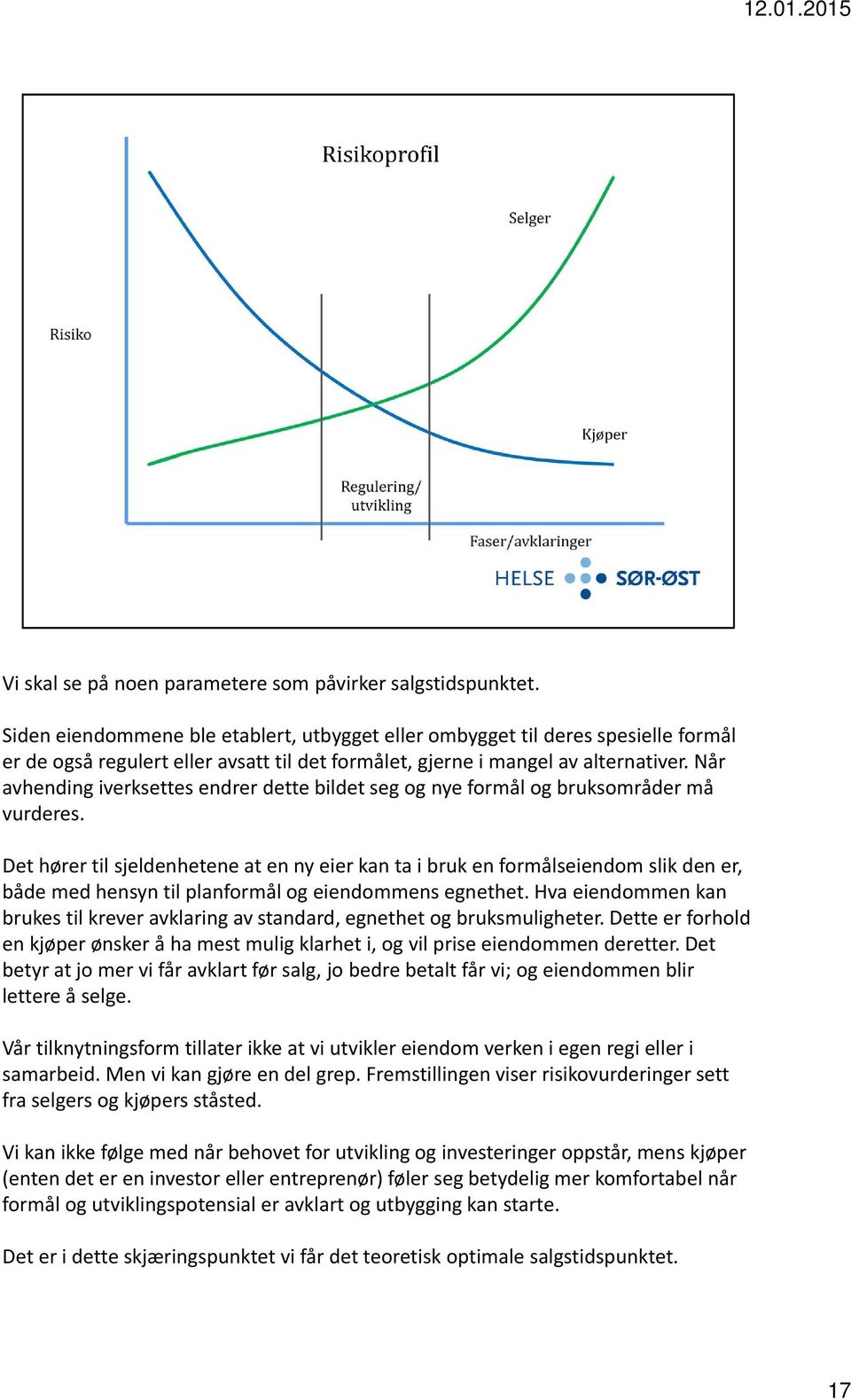 Når avhending iverksettes endrer dette bildet seg og nye formål og bruksområder må vurderes.