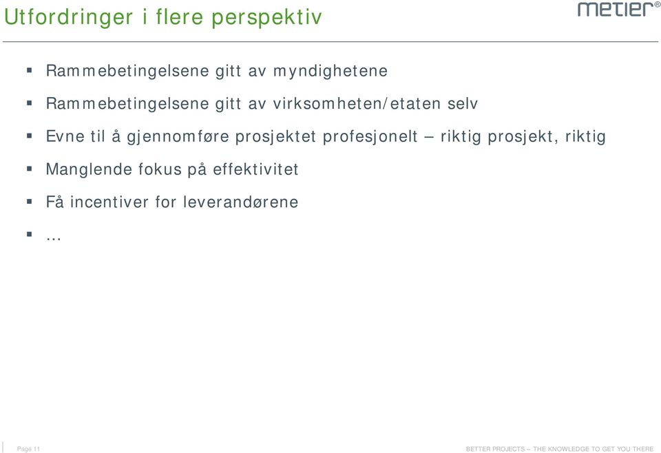 Evne til å gjennomføre prosjektet profesjonelt riktig prosjekt,