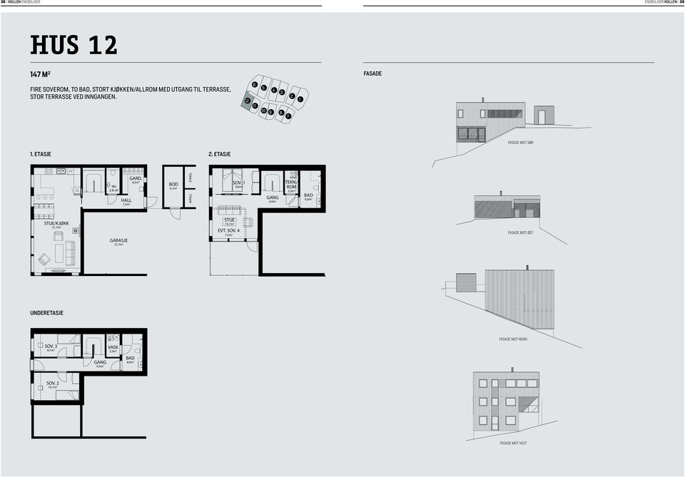 4,5m 6,1m AVFALL SYKKEL STUE 15,7m SOV. 1 EVT. SOV. 4 7,5m 9,6m,5m 6,0m 4,9m STUE/KJØKK 31,7m VENT. TEKN./ ROM HALL 7,5m GARASJE 31,7m GARD.