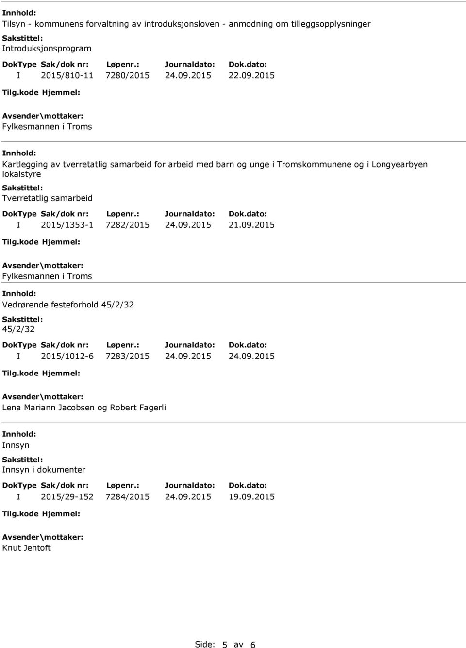 lokalstyre Tverretatlig samarbeid 2015/1353-1 7282/2015 21.09.