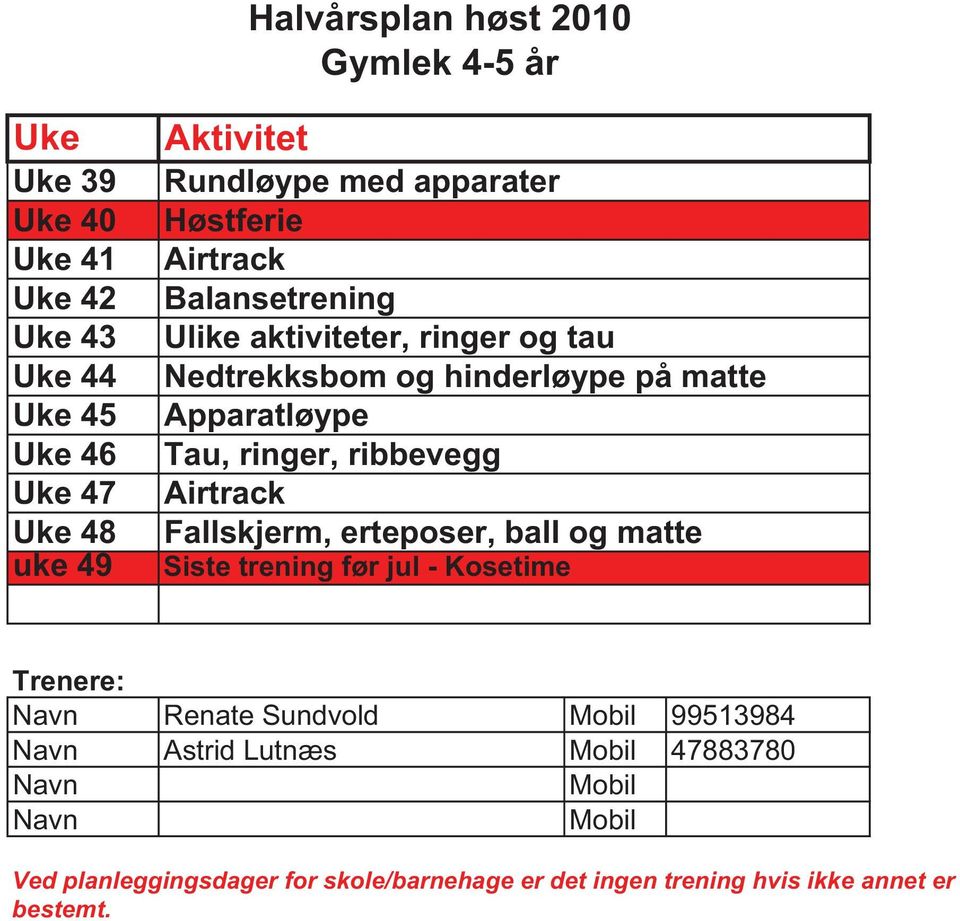 matte Apparatløype Tau, ringer, ribbevegg Airtrack Fallskjerm, erteposer, ball