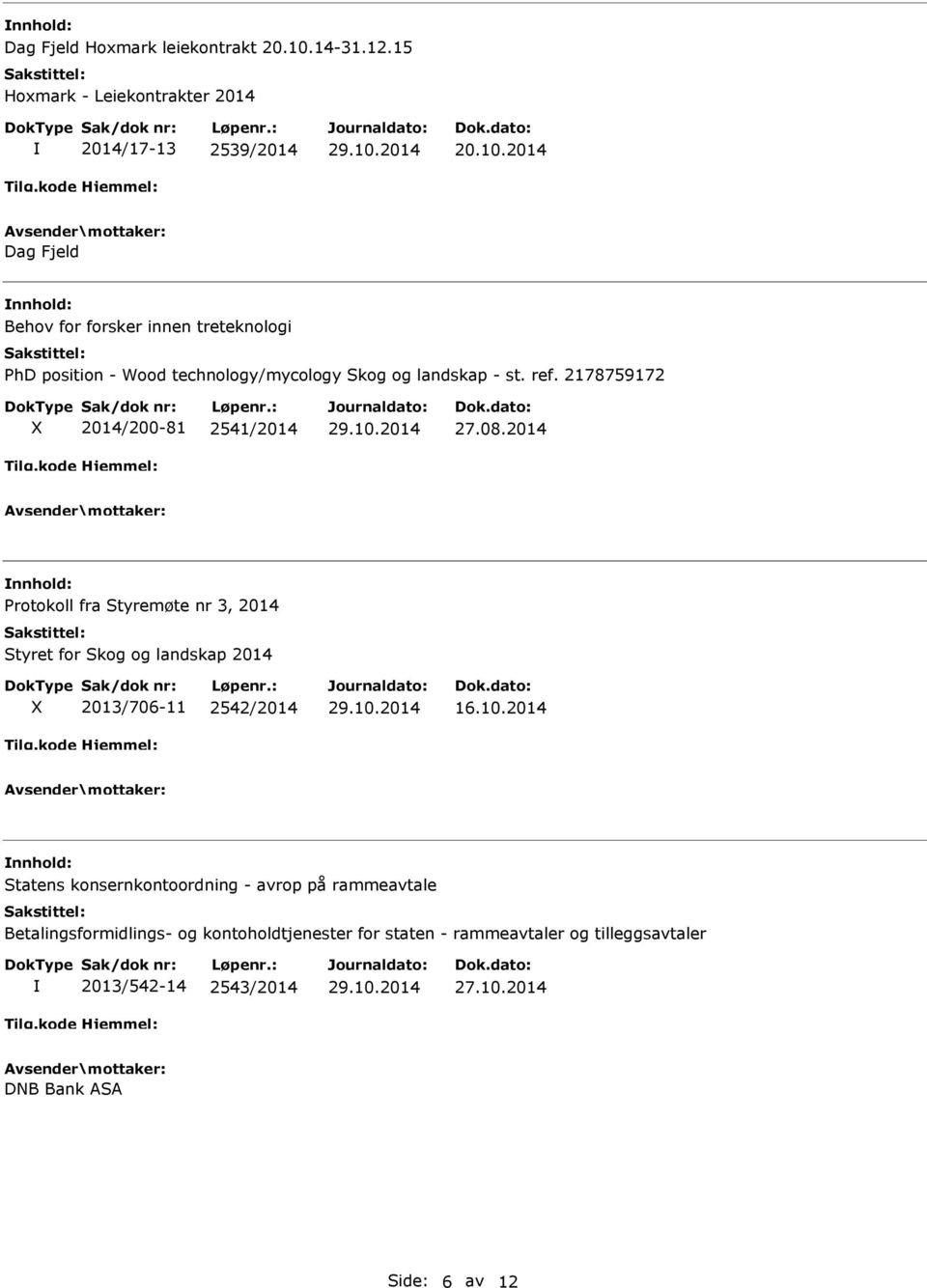 2014 Dag Fjeld Behov for forsker innen treteknologi PhD position Wood technology/mycology Skog og landskap st. ref.