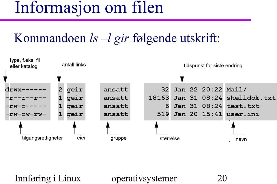 følgende utskrift: