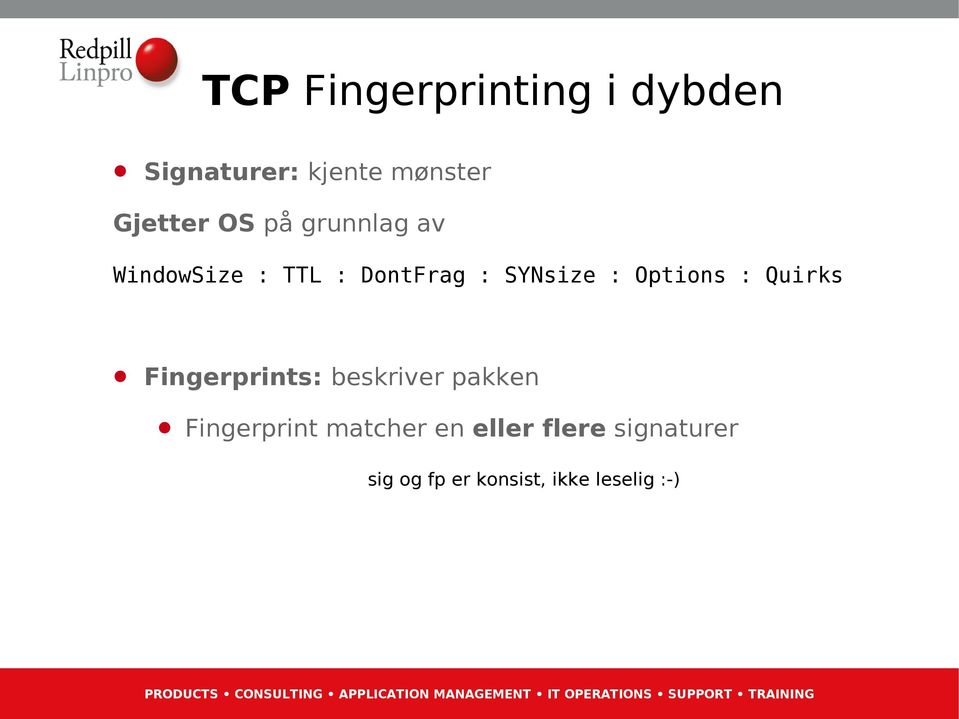 Options : Quirks Fingerprints: beskriver pakken Fingerprint