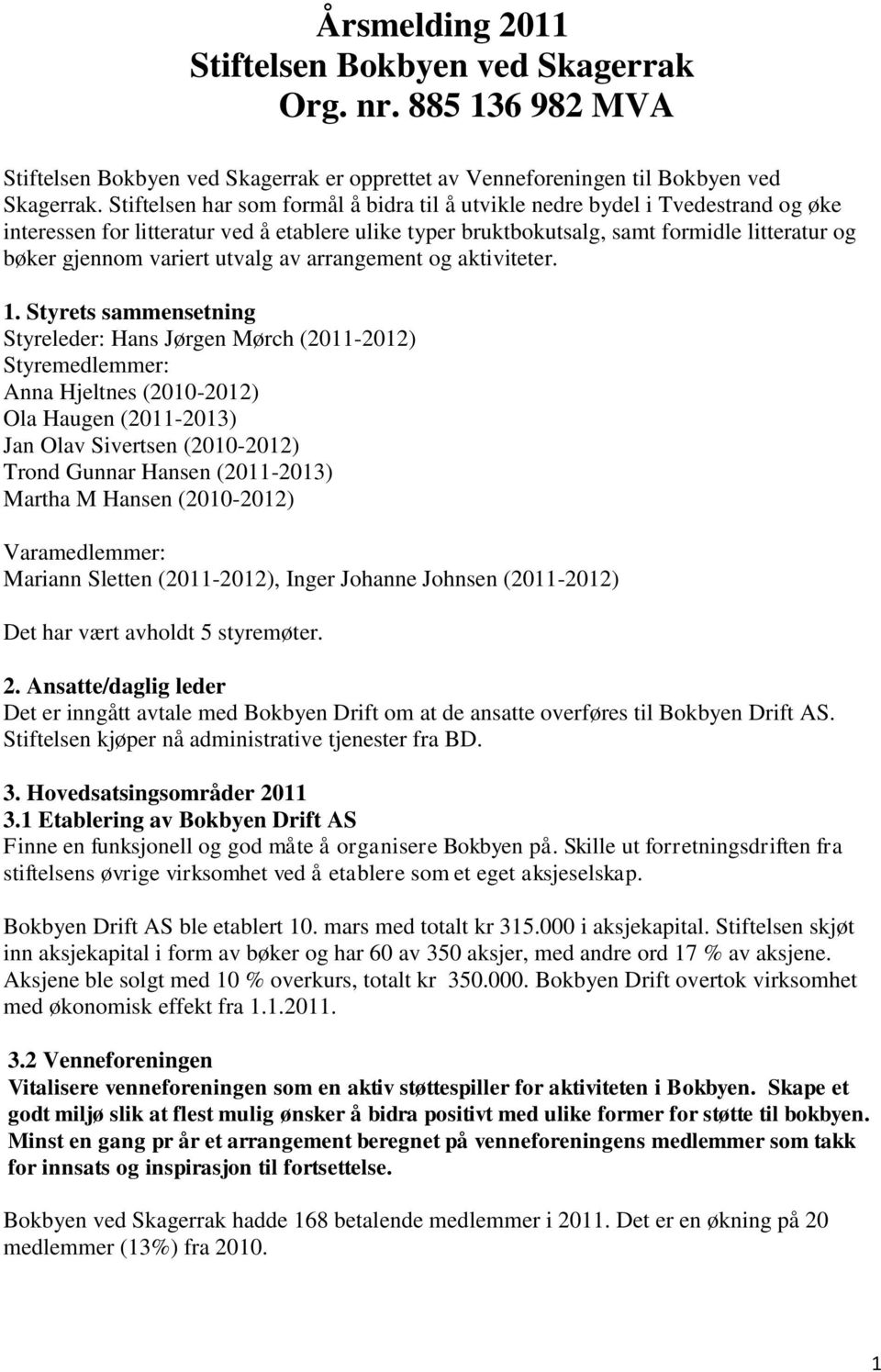 utvalg av arrangement og aktiviteter. 1.